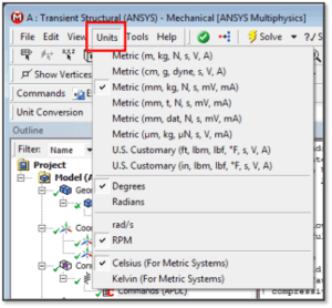 Detecting Units With An APDL Commands Object | Ansys Workbench