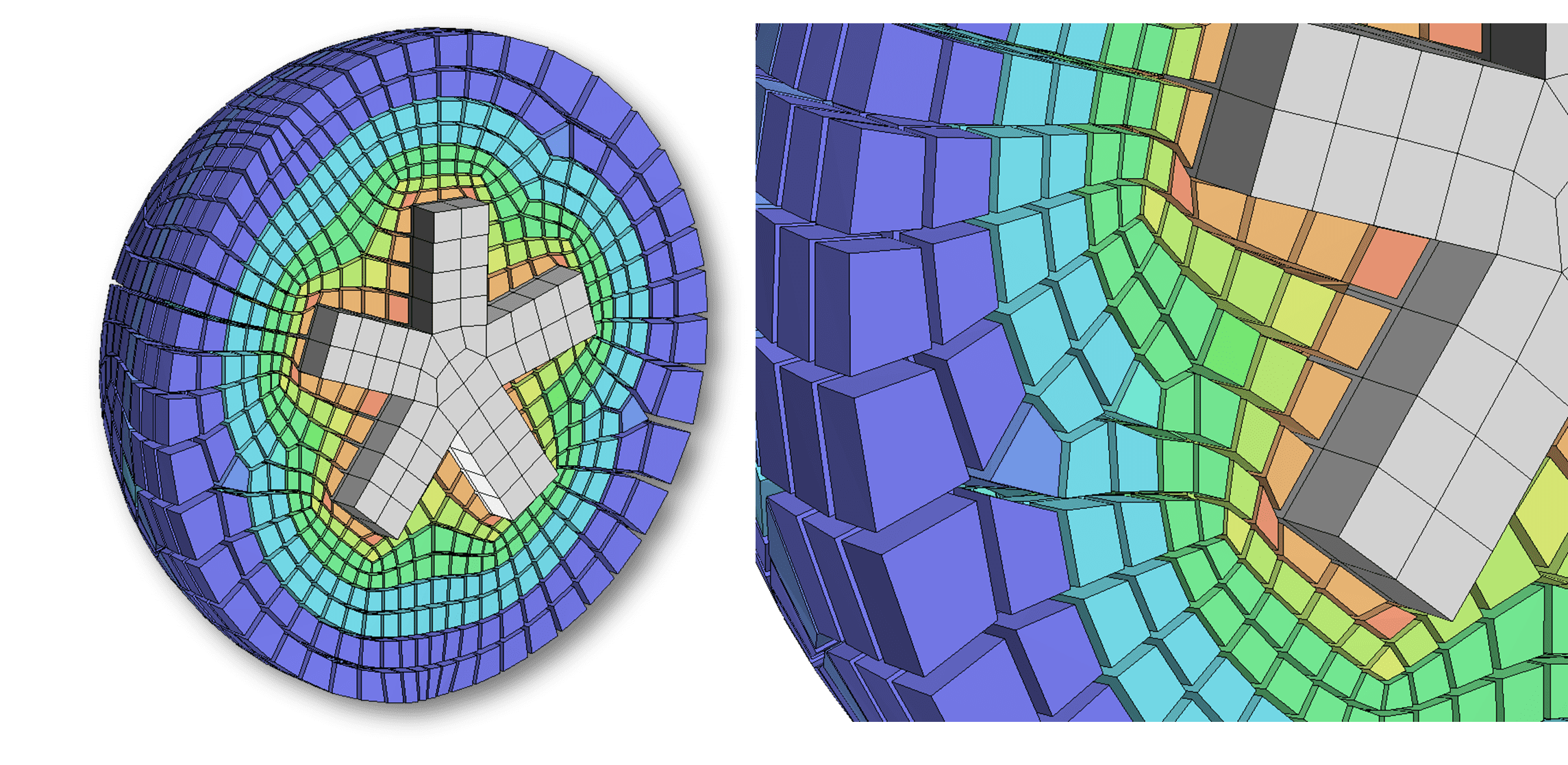 FEA-mesh-generation-types-of-mesh-hexahedron-unstructured-mesh-SimuTech-Group