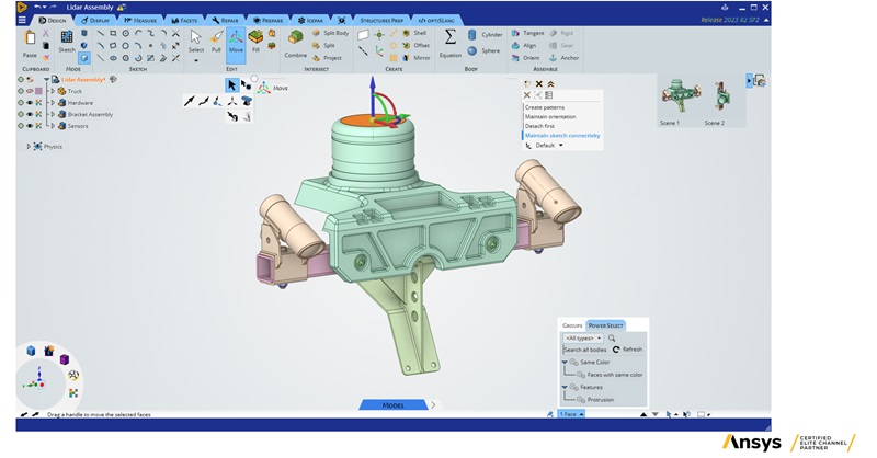 optimization simulation of a lidar assembly in Ansys structural software