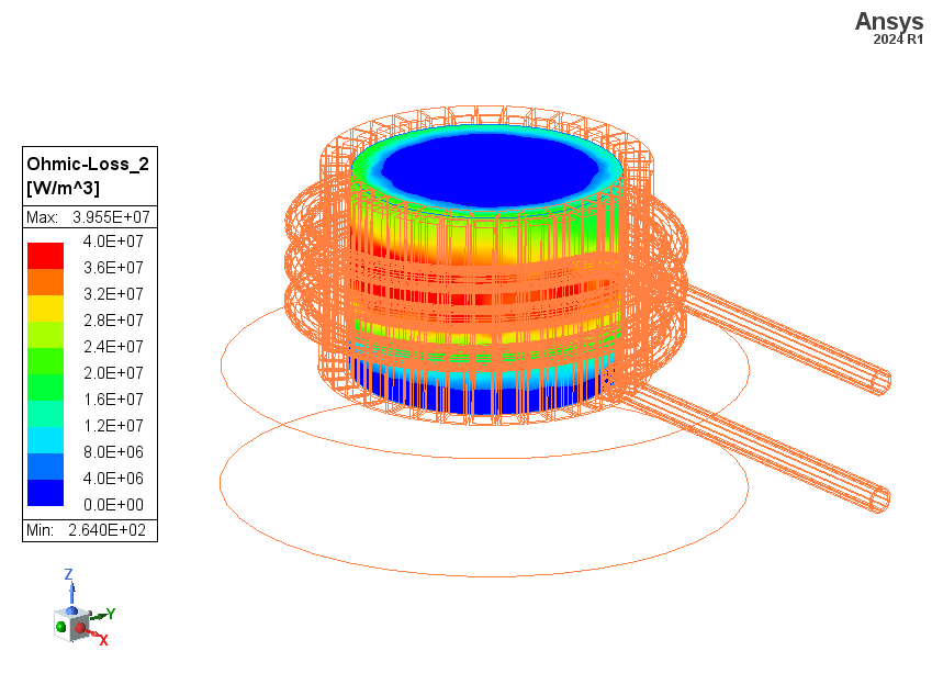 3D simulation of a cold wall crucible induction heating 1