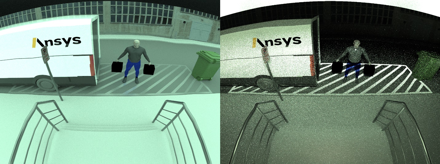 Camera & optical simulation - comparison of camera performance in daytime vs nighttime