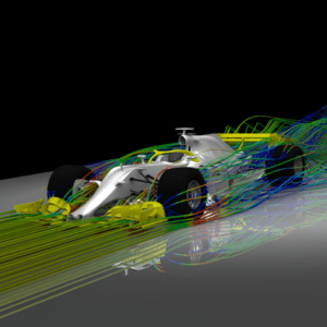 CFD Model of air around a racecar, accelerated by NVIDIA