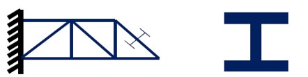 Shape optimization: Known structural connectivity but unknown cross-sectional shape (left) and Optimal cross-section shape (right)