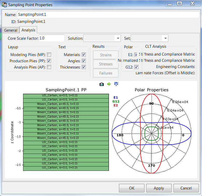 composite analysis settings screen in Ansys software