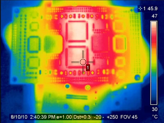 Sherlock graphic showing heating and dissipation of a printed circuit baord