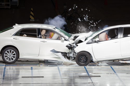 Front,End,Collision,During,A,Crash,Test.