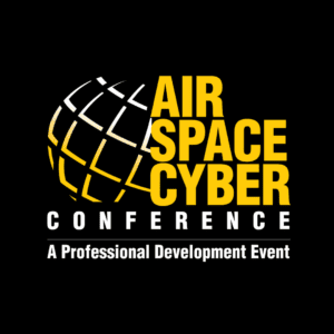black background with the Air, Space, and Cyber logo