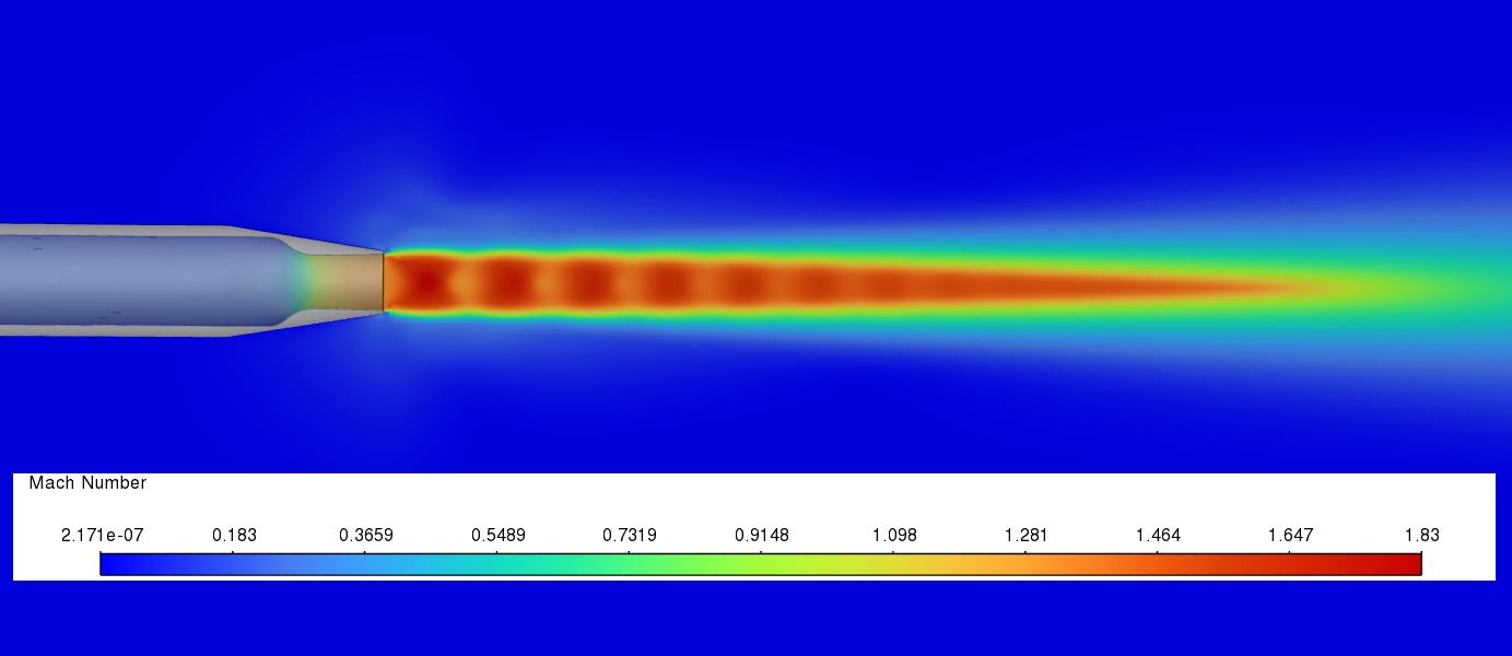 mach 1.3 jet exhausting to ambient air