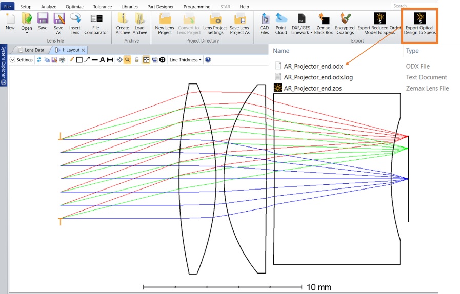 lens design screen in opticstudio