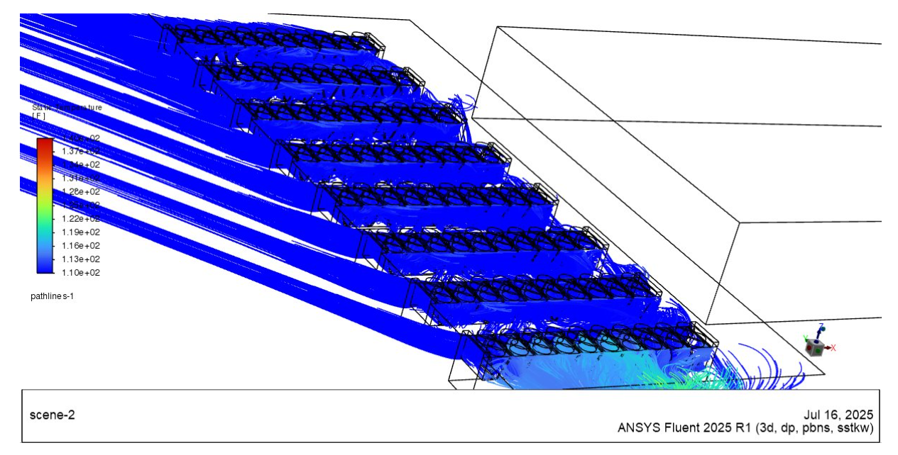 resulting pathlines - data center cooling simulation