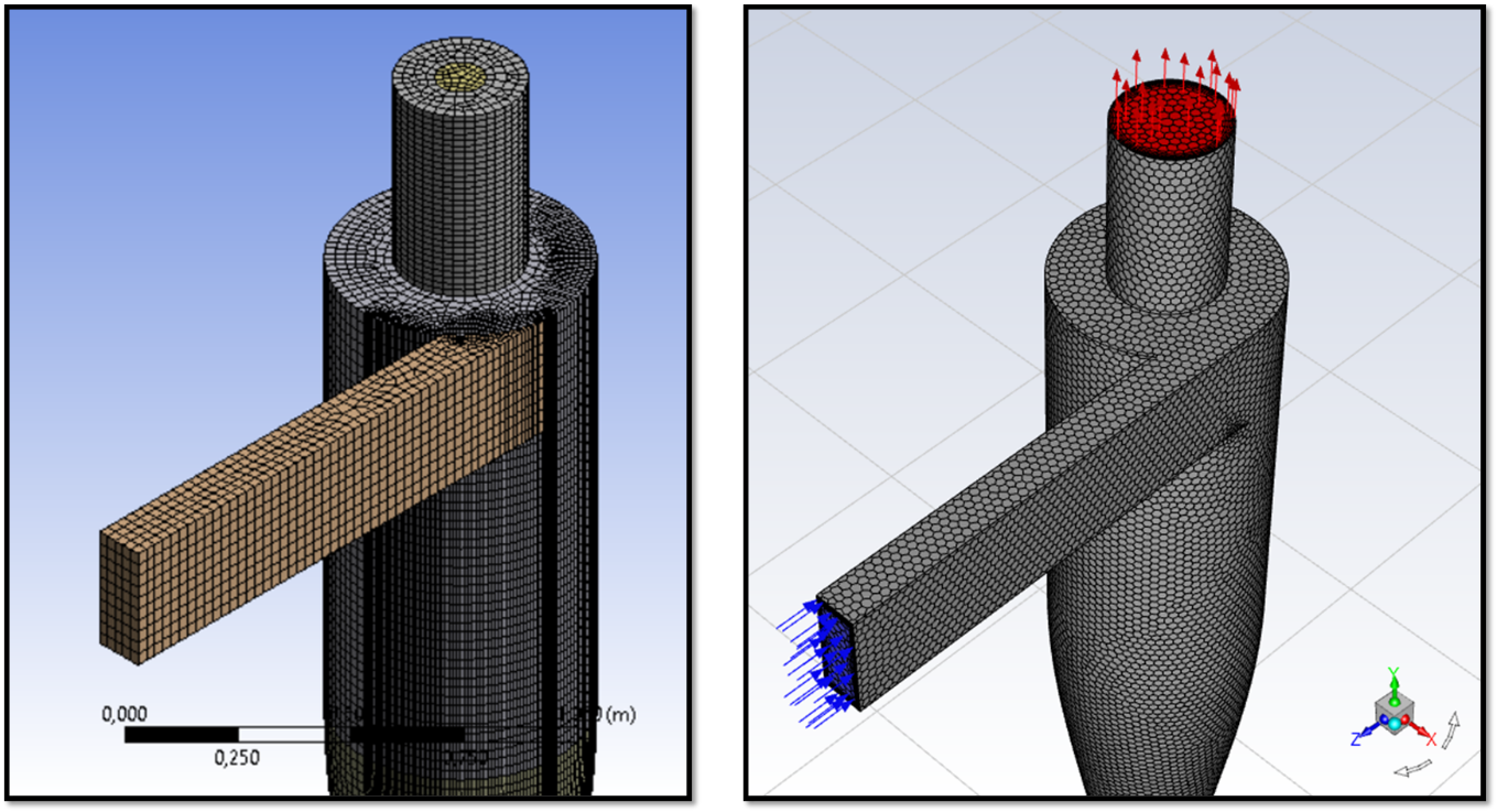 Figure 3. Left: Hex mesh, Right: Poly mesh
