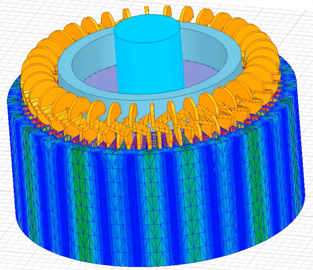 Ansys Maxwell Motor Simulation Capabilities simulation image in blue and orange