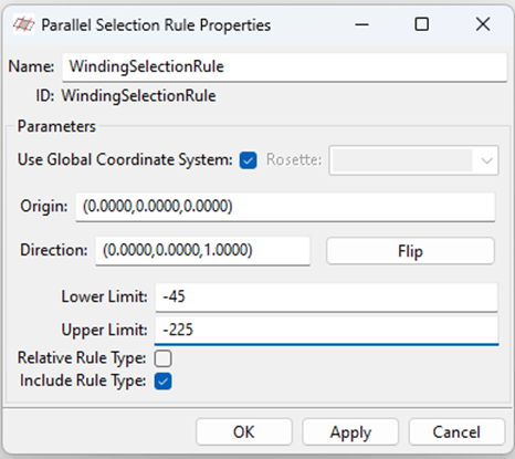 Ansys ACP composite tank modeling parallel selection rule properties dialog box