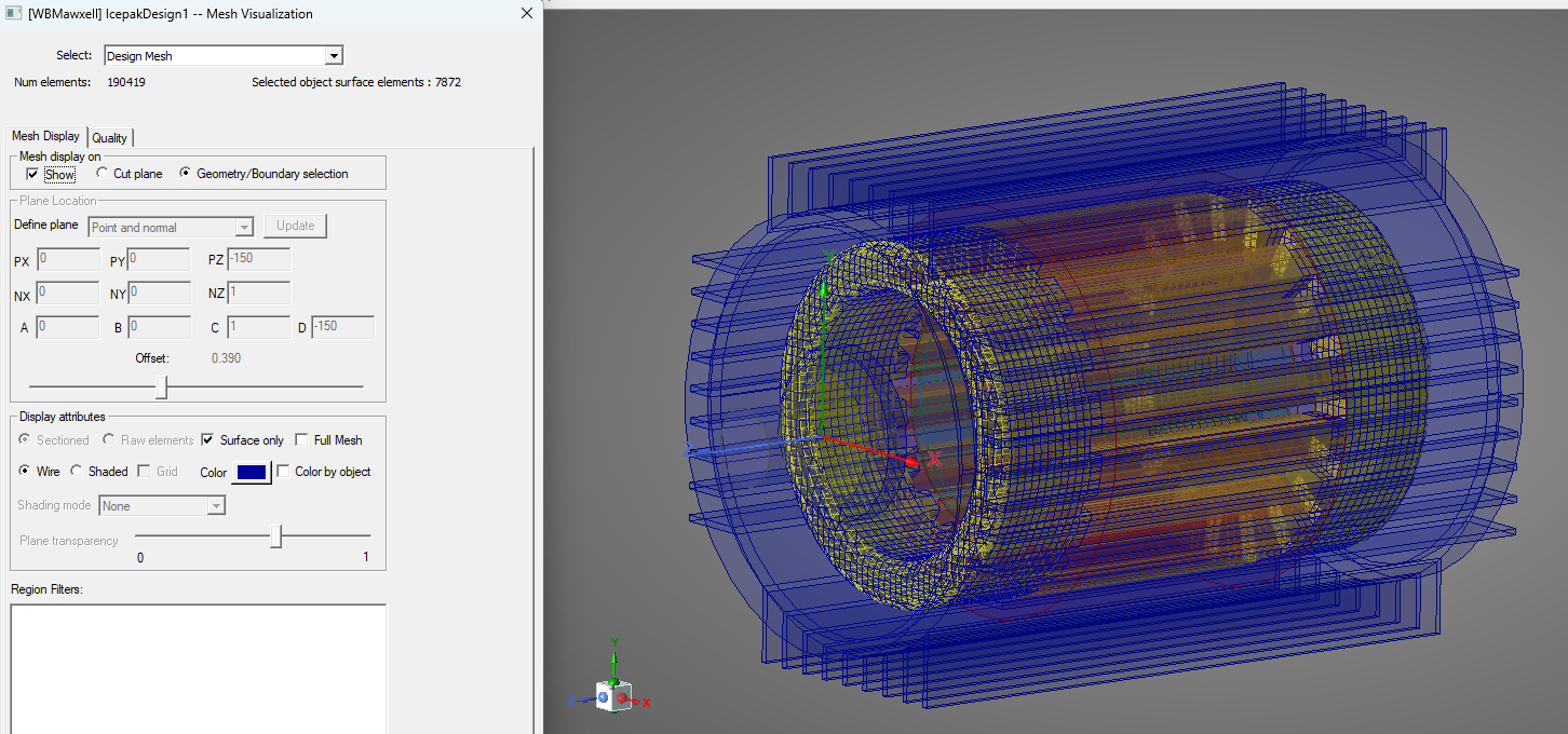 electric motor thermal simulation icepak settings screen mesh visualization