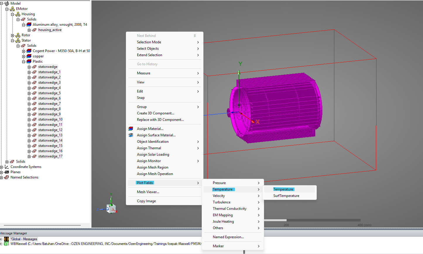 electric motor thermal simulation