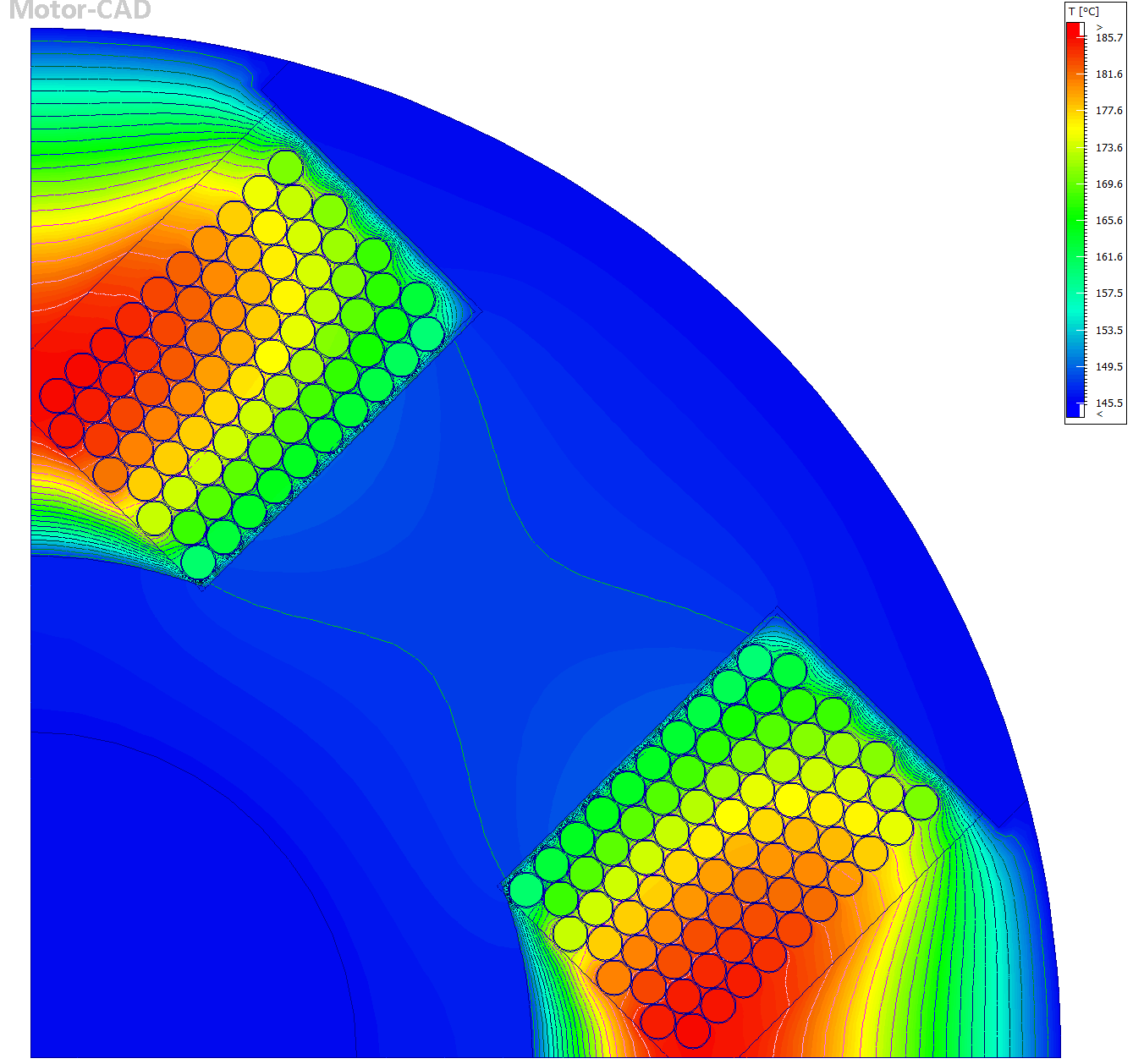 rare-earth-free electric motors colorful simulation image with gradients of blue and green and red.