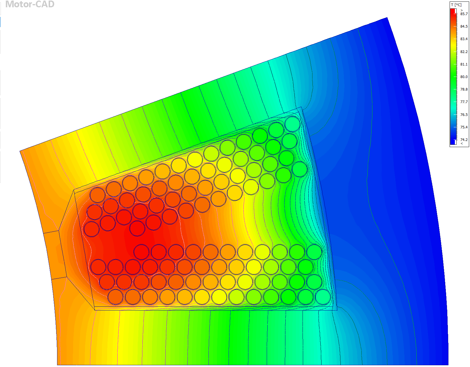 rare-earth-free electric motors colorful simulation image with gradients of blue and green and red.