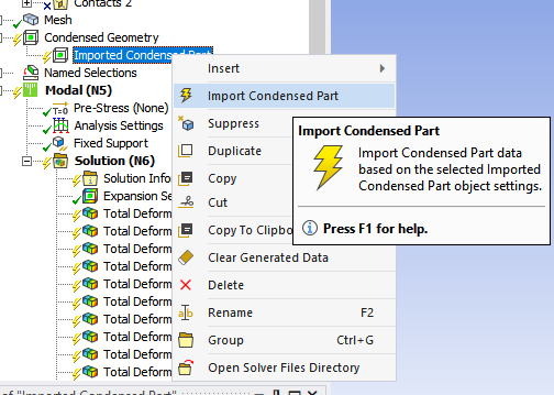 Import Condensed Part command in Ansys Mechanical