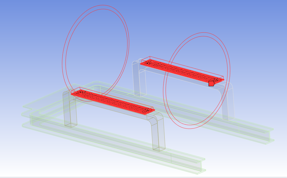 Imported substructure outlined in red in Ansys Mechanical