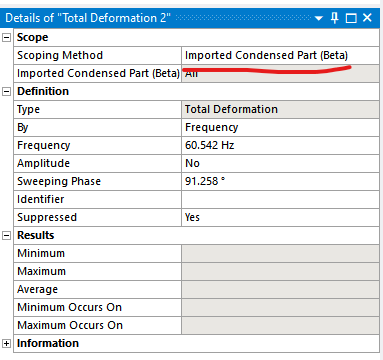 Imported Condensed Part scoping method in Ansys Mechanical