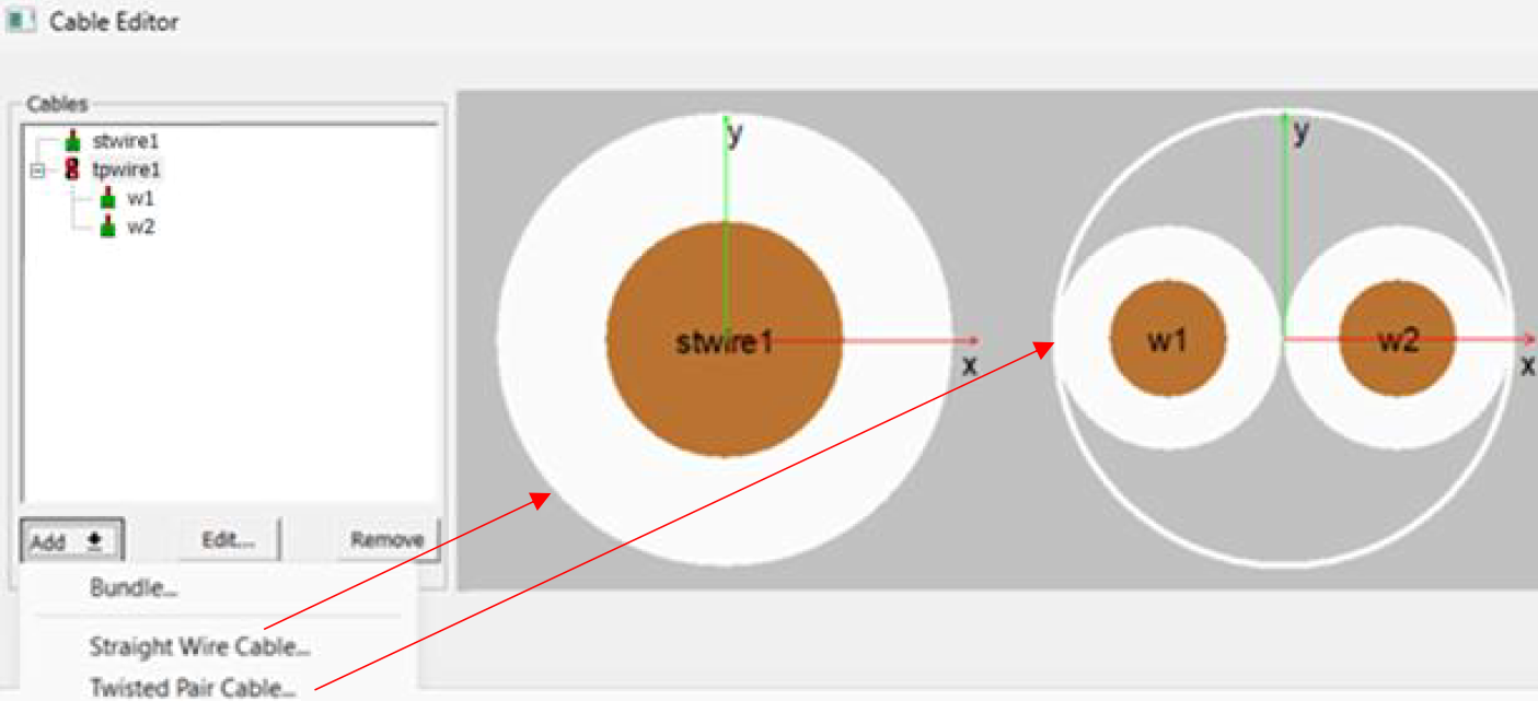 Figure 2 Adding new cables; cross section of a straight wire and twisted pair cable