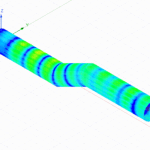 Figure 9 HFSS Cable Modeling - Cable E-field distribution at 5 GHz and emissions calculated over a 1m sphere.