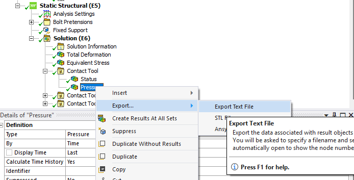 APDL in Ansys Mechanical exporting contact data from mechanical