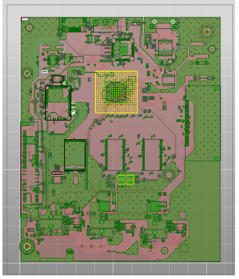 Figure 1 A board design with the CPU and voltage regulator module VRM highlighted
