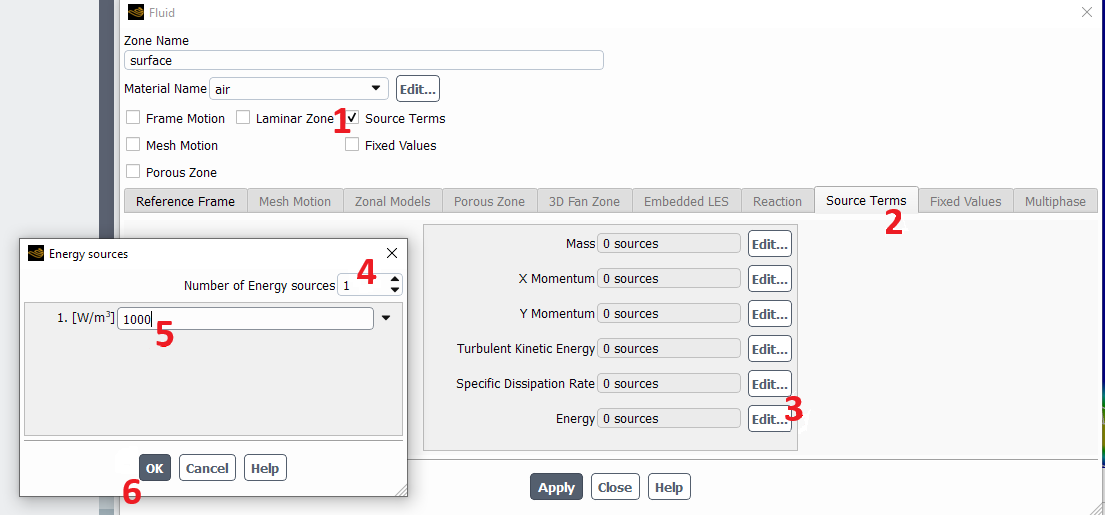 Ansys Fluent heat source Figure 1. Setting energy source term