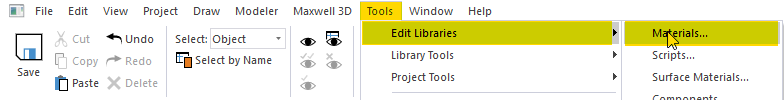 Figure 6 - To Create a New Material Go to Tools - Edit Libraries - Materials