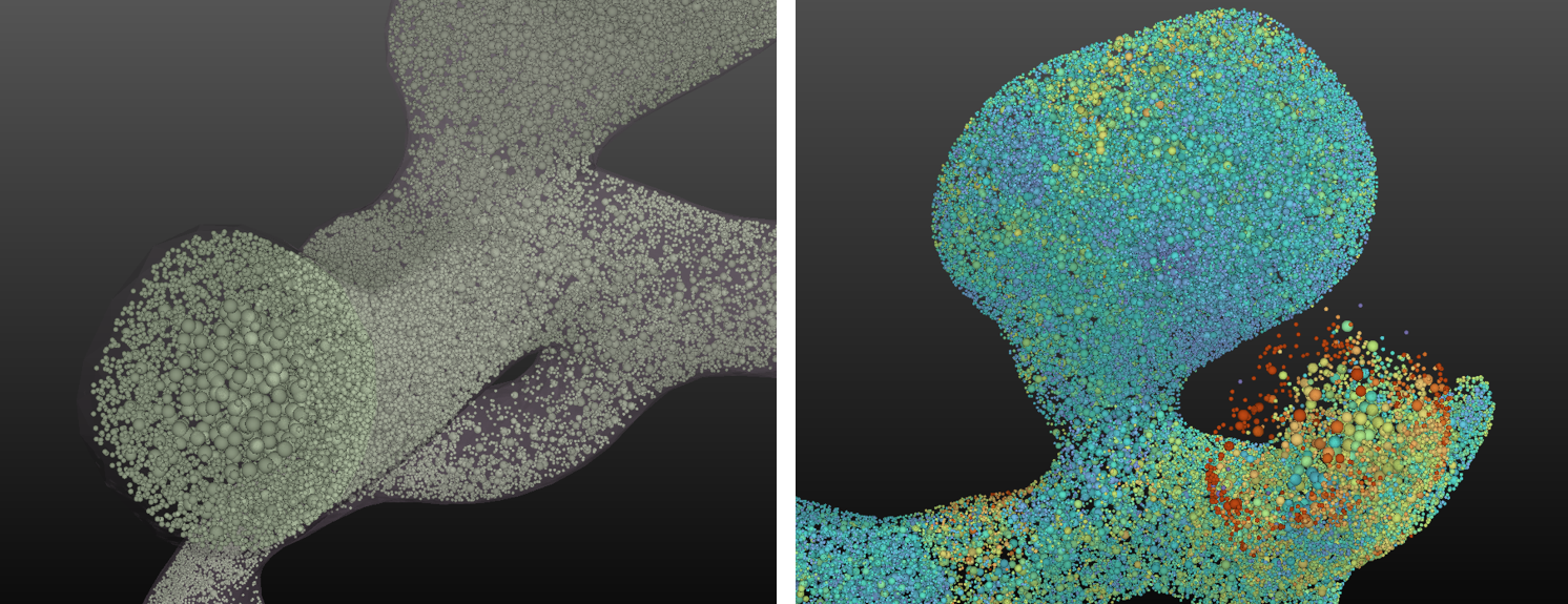 Simpleware FreeFlow blood flow modeling different element sizes as rendered in EnSight