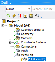 Ansys Mechanical Pull Tool pull child object creation