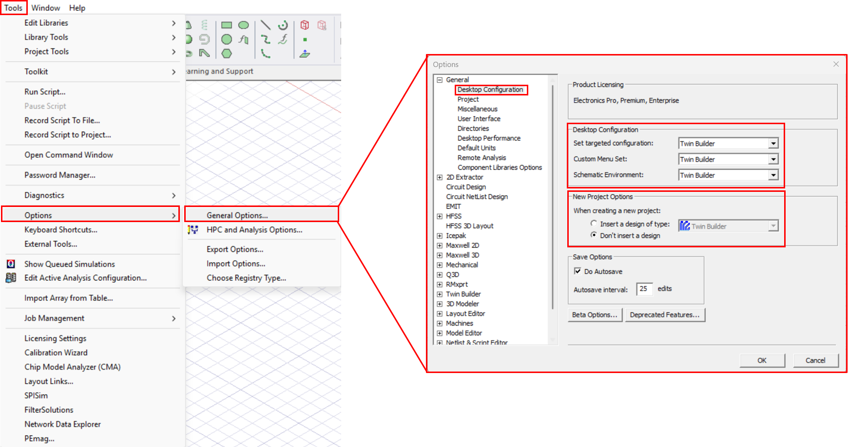 Figure 11. Twin Builder configured as the target configuration.