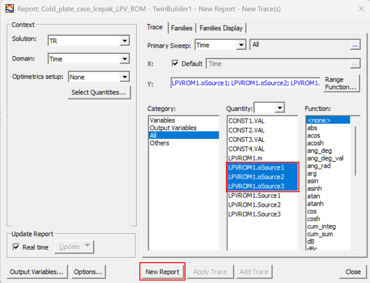 Figure 22. Selecting output variables to plot.