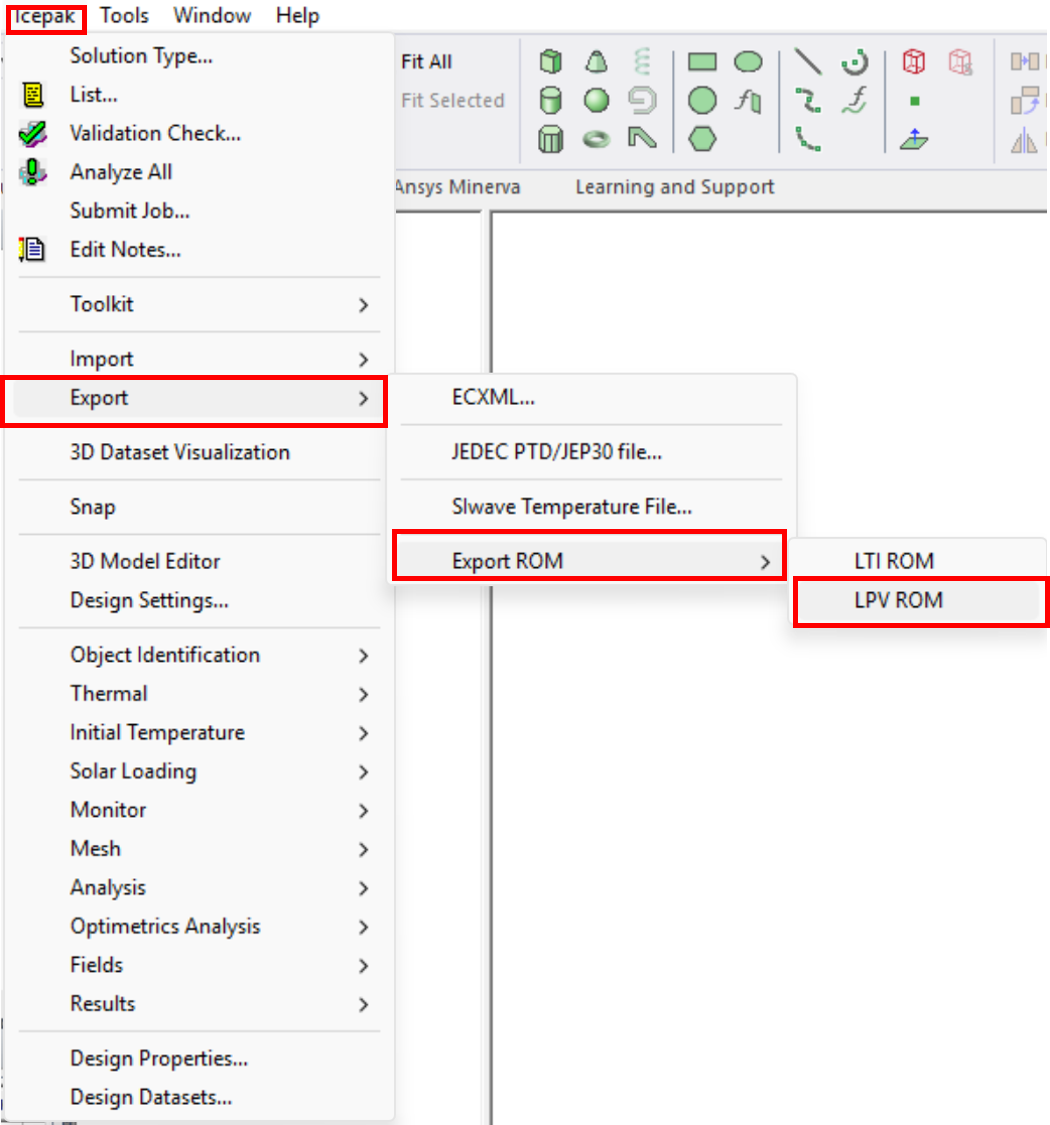 Figure 9. How to export LPV reduced order model files.