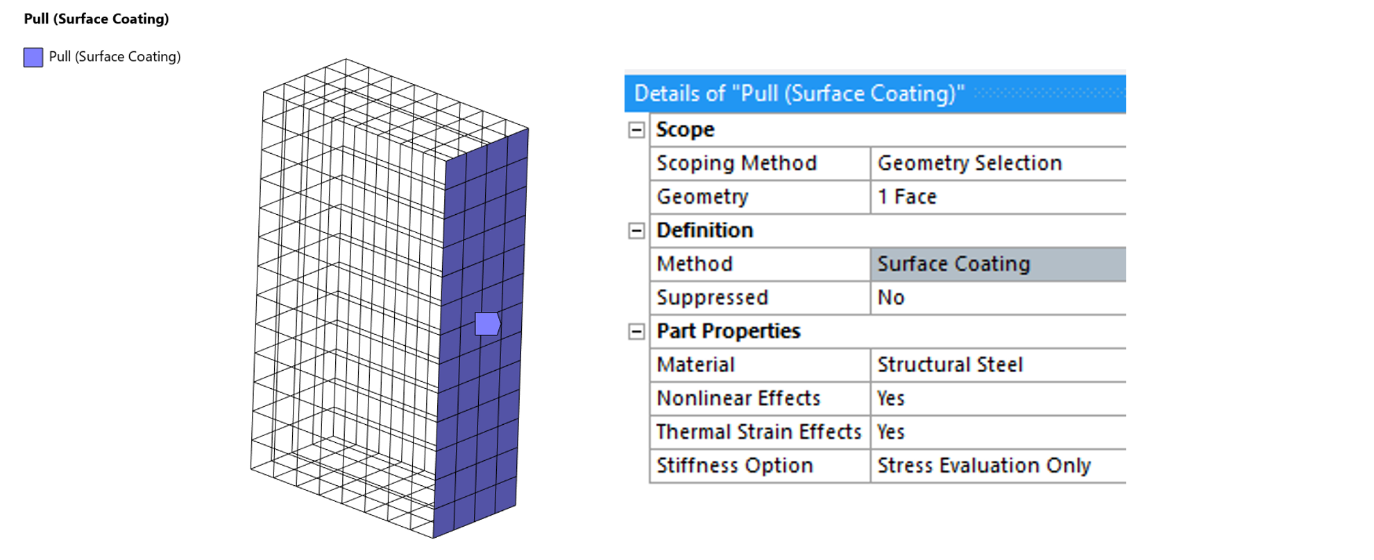 ansys mechanical pull tool surface coating example