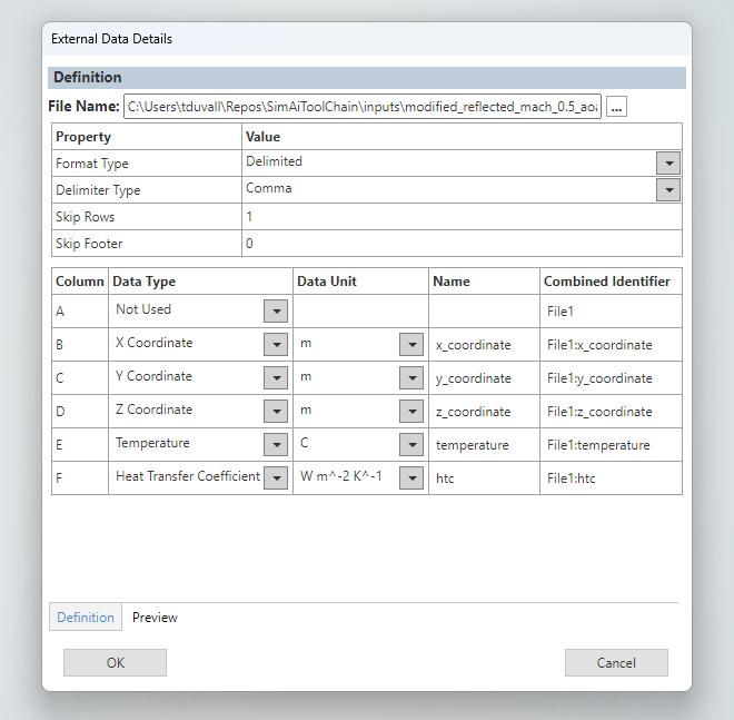 external data import settings