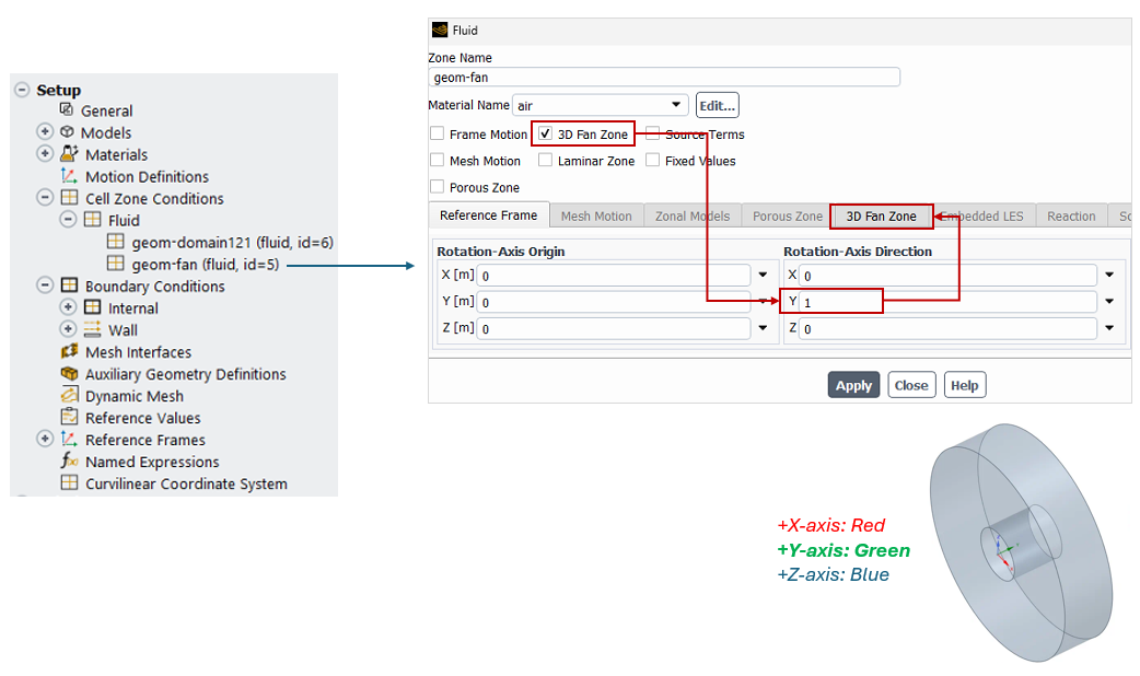Ansys Fluent 3D Fan Zone settings 1