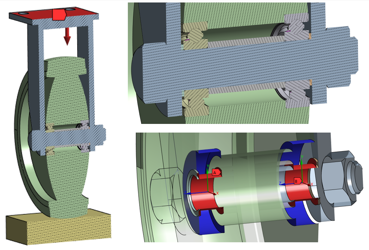 Ansys Mechanical bushing joint simulation cross section from different angles