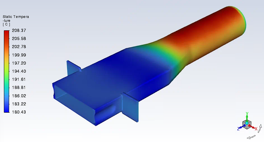 Polyflow temperature profile simulation of static temperature