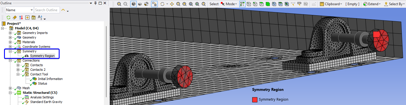 Ansys Mechanical symmetry plane error message outcome