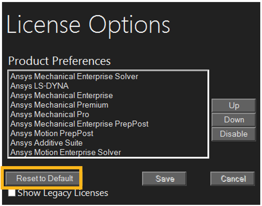 Mechanical Licensing page showing the new license ordering after the override is applied.