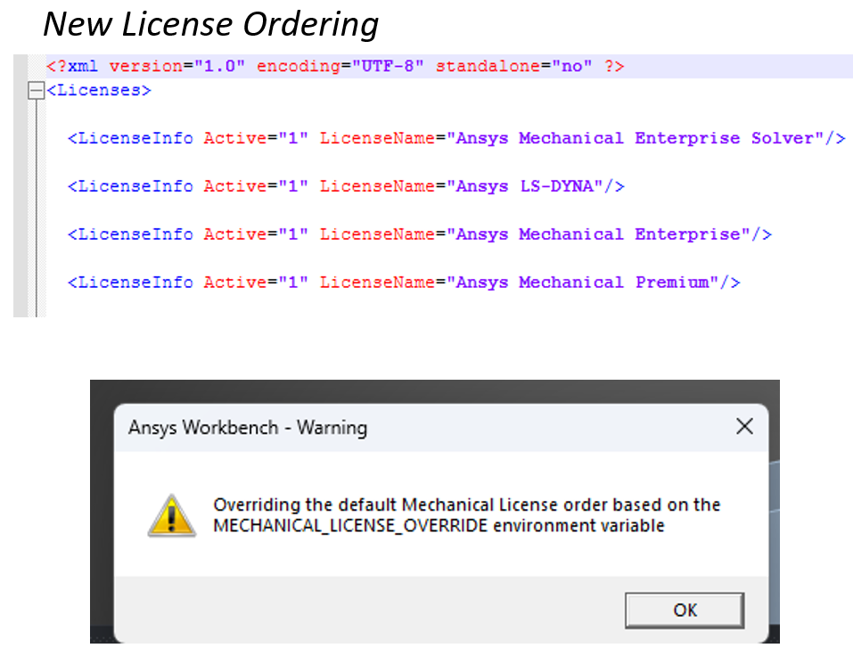 Screenshot from the deck showing the MECHANICAL_LICENSE_OVERRIDE environment variable and Mechanical warning message