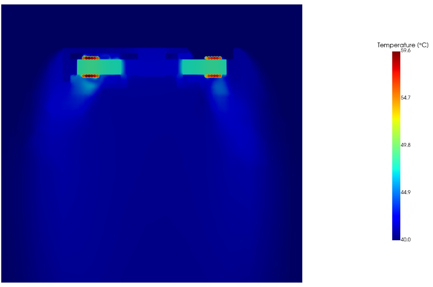 Temperature in a cut through the motor and the air