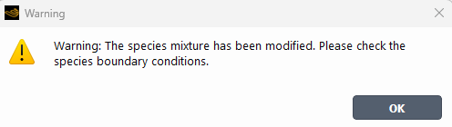 Warning message followed by the mixture density dropdown with real-gas-nist-mixture selected 1