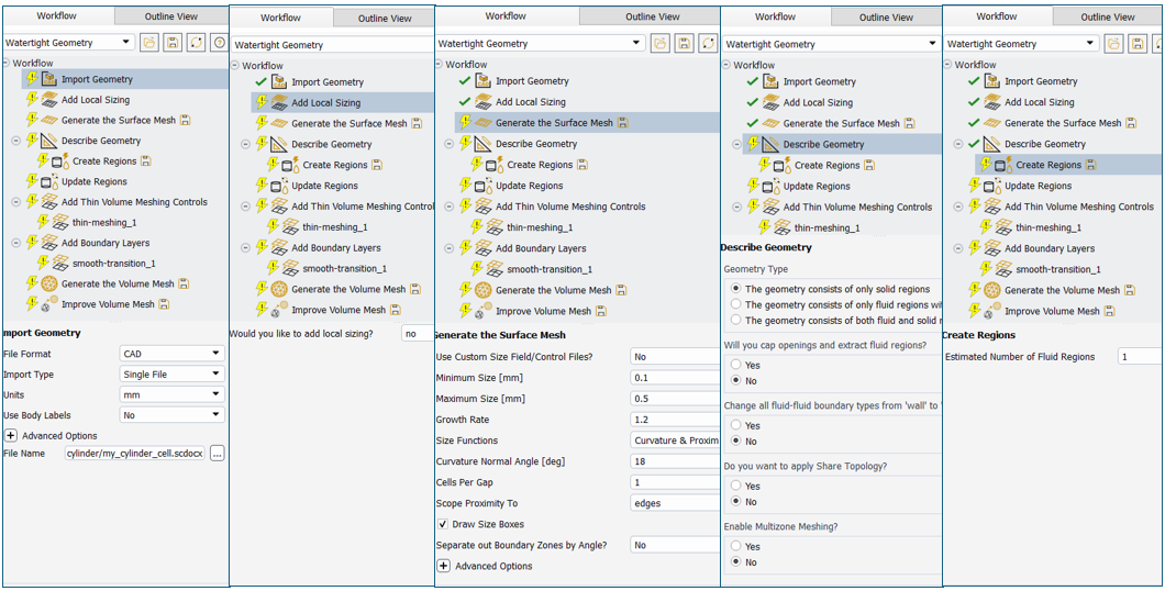 cylindrical cell meshing workflow settings 1