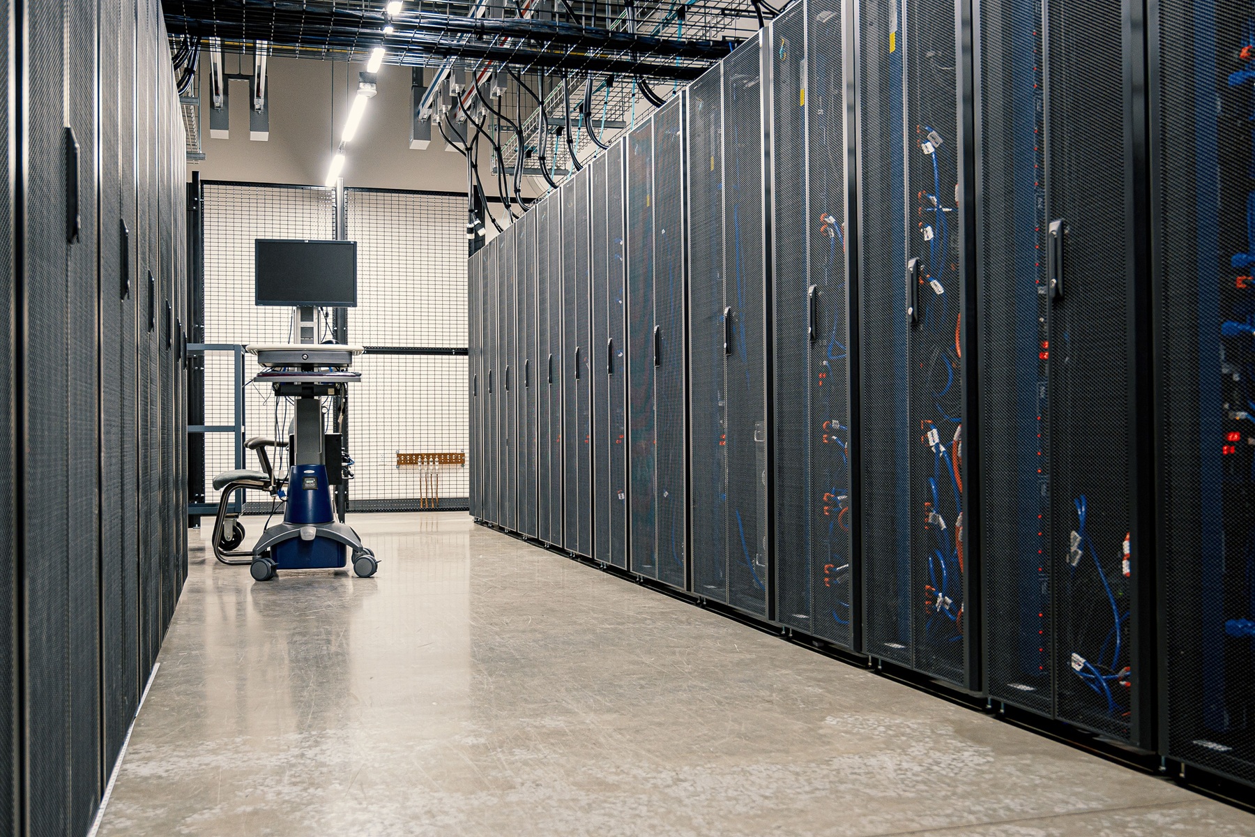 AI data center hallway